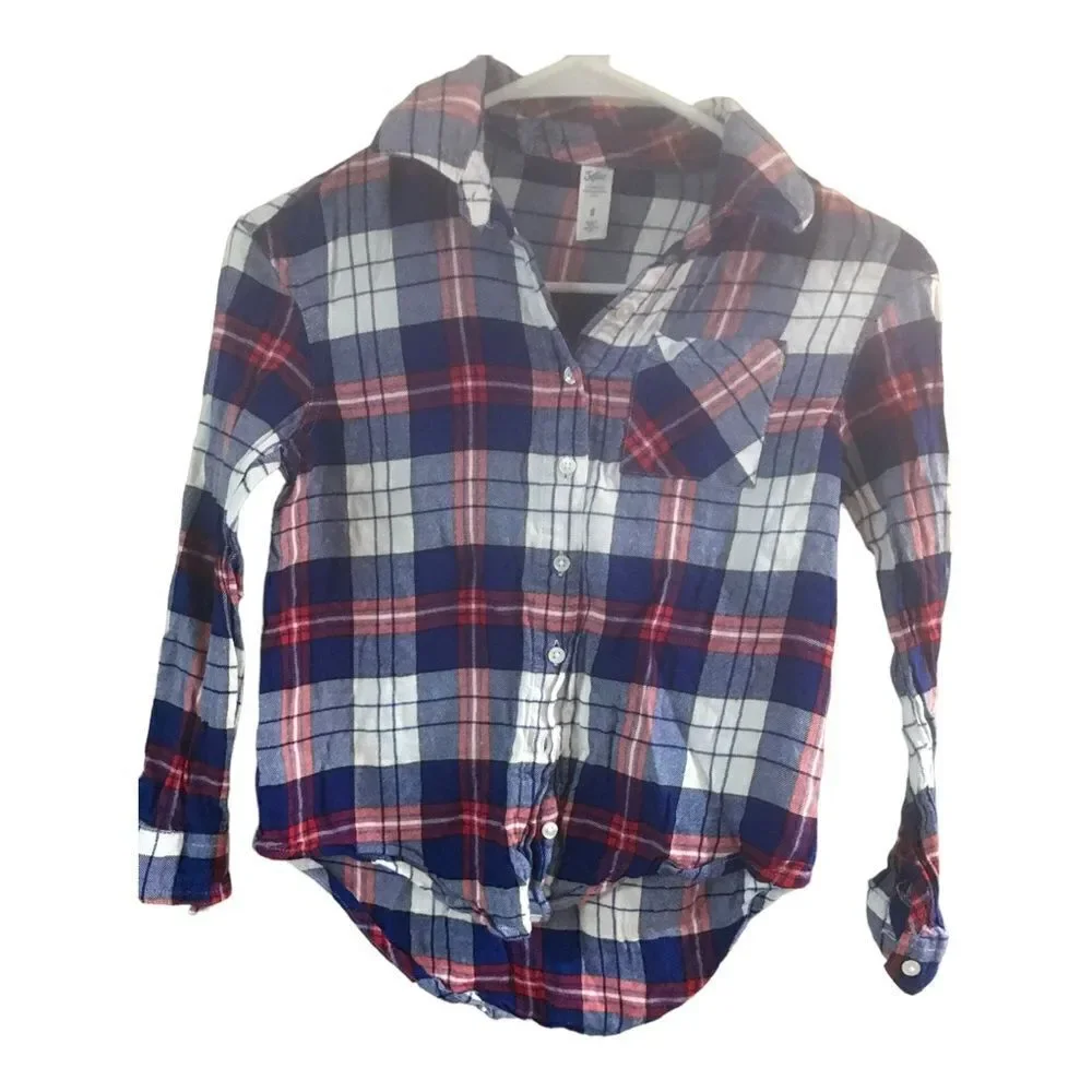 Justice girls button down long sleeve blouse size 8